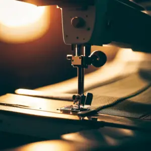 An image of a sewing machine in action, demonstrating advanced fabric manipulation techniques such as smocking, pintucks, and shirring